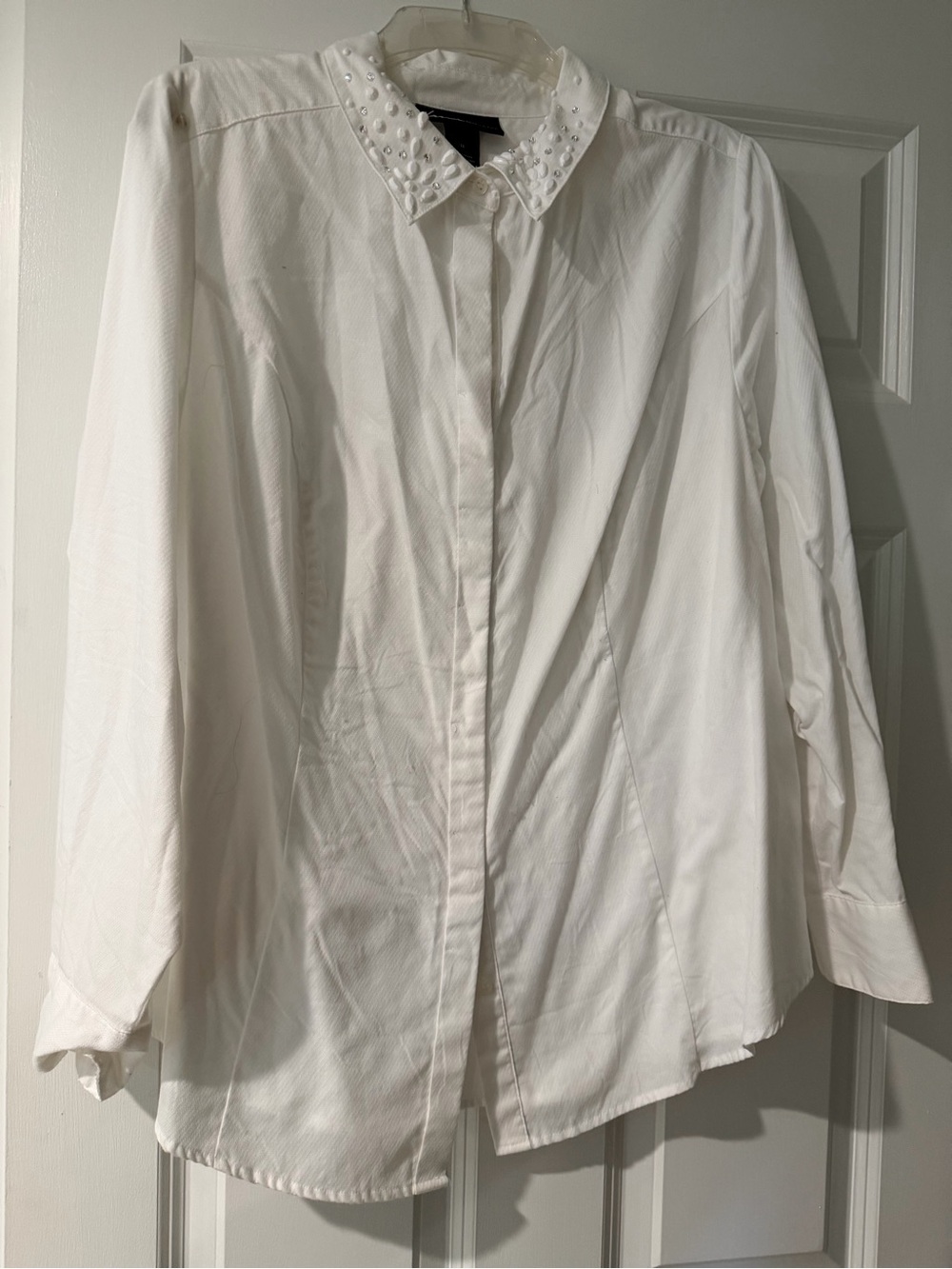 bill blass White Embellished-Collar Dress Shirt